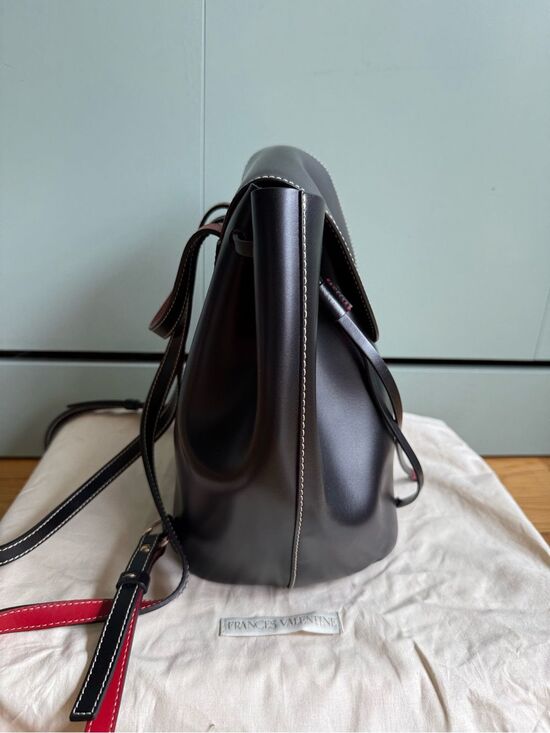 NWOT Frances Valentine Small Ann Backpack, Black Calfskin w/ Red Lining main image 12